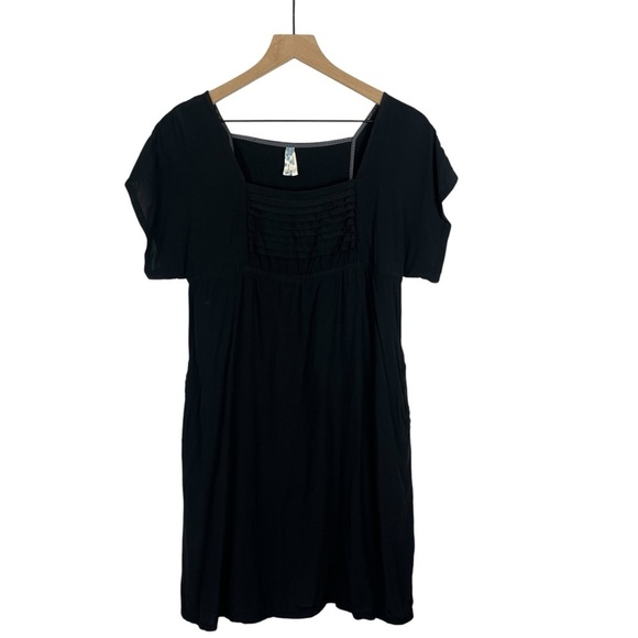 MAEVE by ANTHROPOLOGIE Pleated Bodice Black Babydoll Square Neck Dress Est 6 - Picture 3 of 11
